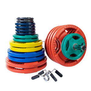 Body-Solid 4 Grip Colored Rubber Grip Olympic Plates ORCK